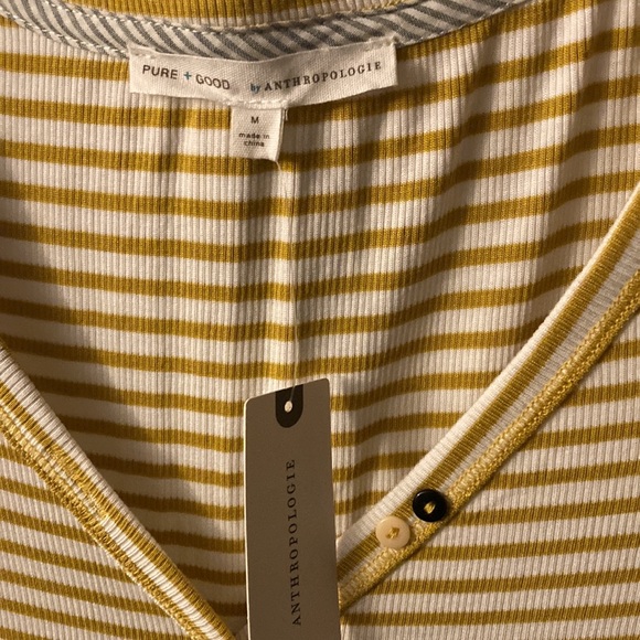 PURE + GOOD Anthropologie horizontal mustard striped dress. - Picture 2 of 5